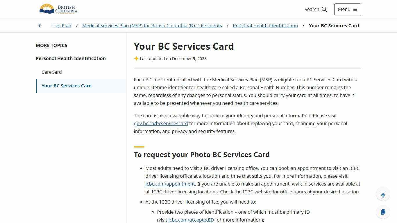 Your BC Services Card - Province of British Columbia